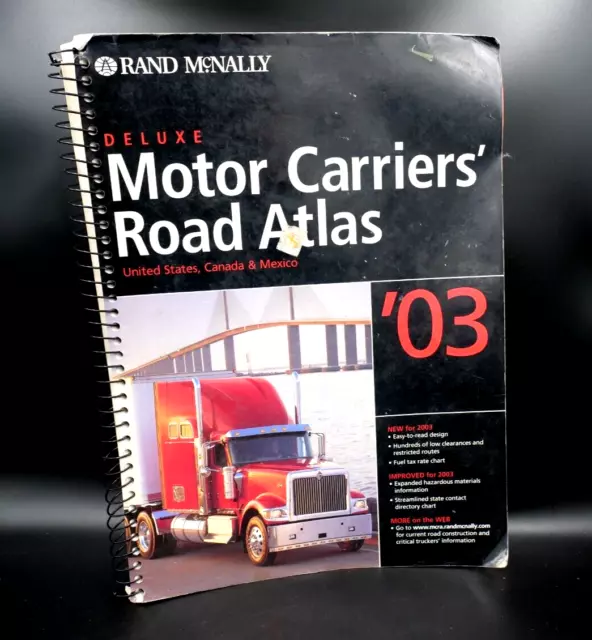 Rand Mcnally 2003 Deluxe Laminated Paged Spiral Bound Motor Carriers Road Atlas