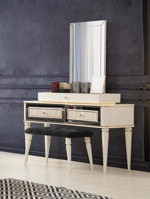 COIFFEUSE BLANC COIFFEUSE Luxe Console Commode Bois Design Moderne EUR ...