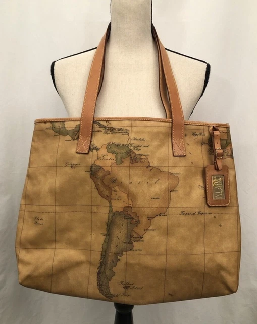 Alviero Martini 1A Classe Geo Map Tote Bag Purse Vintage Made In Italy