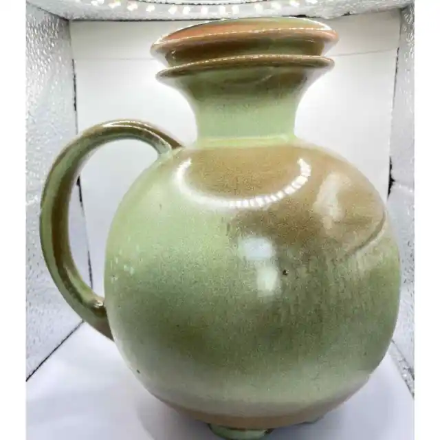 Vintage Frankoma Prairie Green Carafe Pitcher Decanter Number 82 With Lid