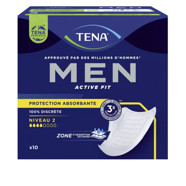 LOT DE 3 - TENA - Men Active Fit Niveau 2 Médium Protection absorbante - paquet