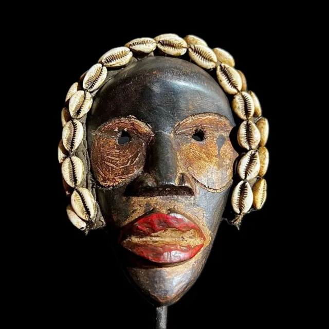 Home Décor Gesichtsmaske African Tribal Holz Dan Tribe Maske Kaurimuscheln-9728