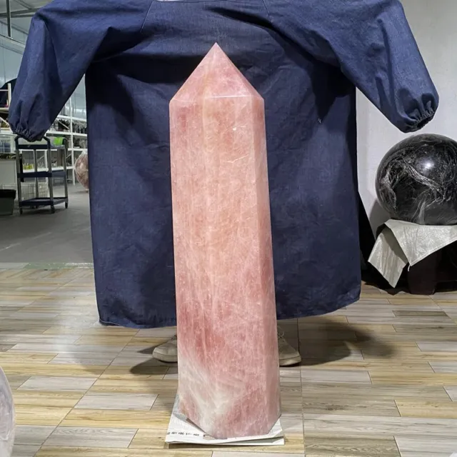 top 156.2LB High quality Natural Rose quartz Point Crystal Obelisk Wand -3