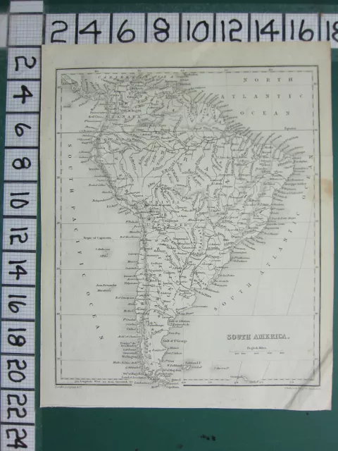 c1840 VICTORIAN MAP ~ SOUTH AMERICA ~ BRAZIL PERU ARGENTINA CHILE BOLIVIA