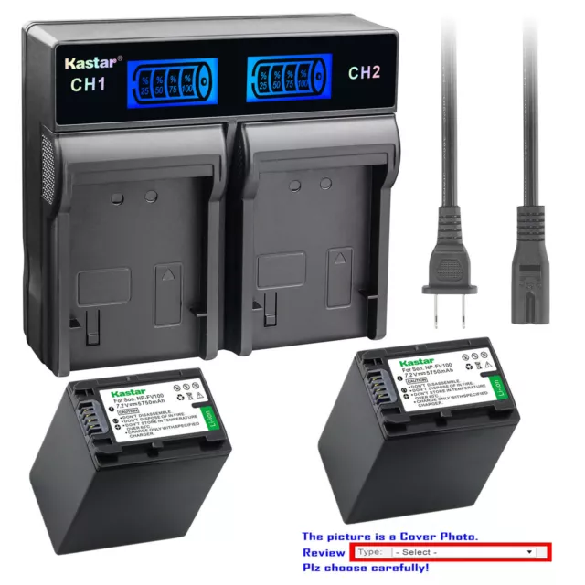 Kastar Battery LCD Rapid Charger for Sony NP-FV100 & Sony HDR-PJ340 HDR-PJ340E