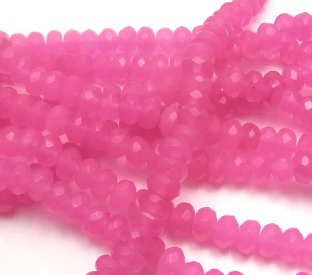 15.5" Strand PINK CANDY JADE 6mm Faceted  Rondelle Beads