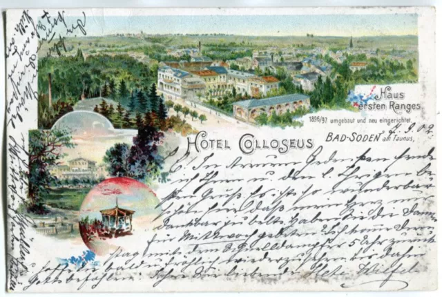 Litho AK Bad Soden,Taunus,Hotel Colloseus 1902