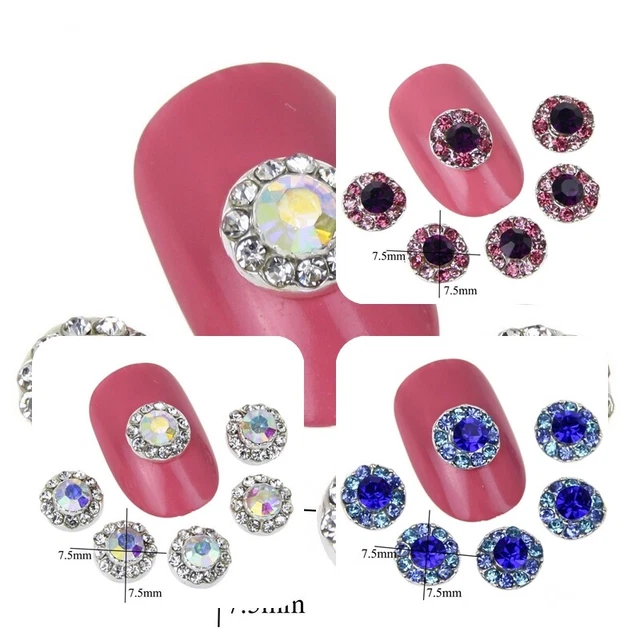 Nail Art Overlay Stein - 2x 3D Einleger Kreis Strass Kristall Charm Nailart #N5