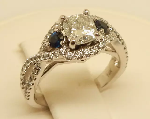 $5,073 GIA VERA WANG  1.00 ct (SI2,F) Cushion & 1.35 ctw Diamond Ring 14K W Gold