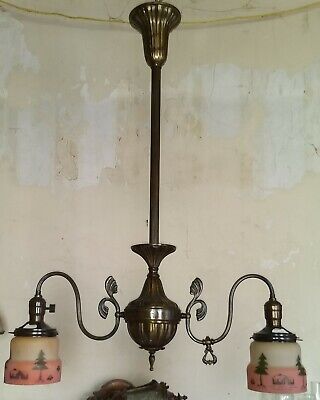 Antique Early Victorian Gas Electric Chandelier Light Lamp Fixture Parts