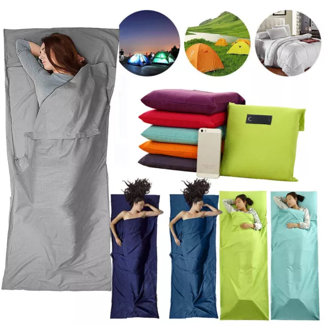 Cotton Rectangle Travel Sleeping Bag Envelope Sack Liner Inner Sheet 3 colors