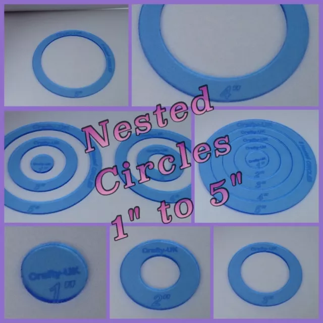 5 Circle Templates 3mm Acrylic Fussy Cutting Patchwork