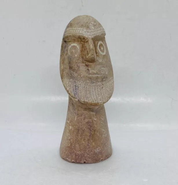 Antique 19th Century Carved Bearded Viking Sculpture Statue Abstract Folk Art 21