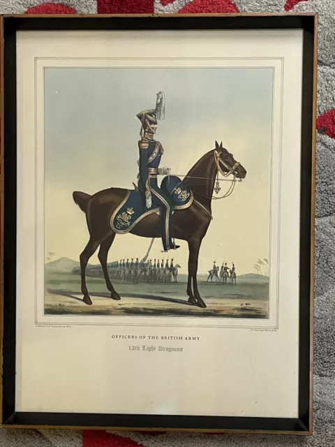 Antique Framed Print - Officers of the British Army - 13th Light Dragoons