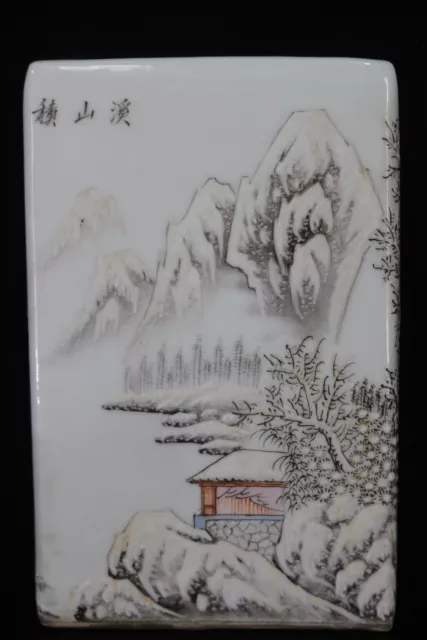 Chinese Pastel Porcelain Hand-Painted Exquisite Snowy scenery Brush Pot 20023