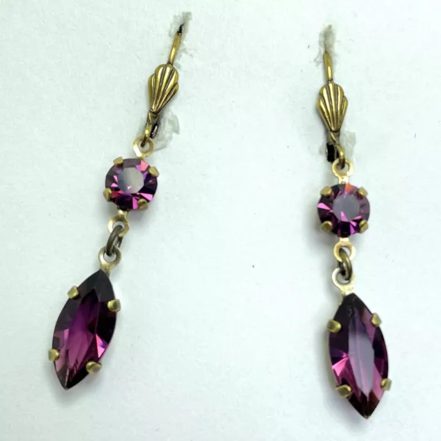 Aus dem Strasspalst, edle Gablonzer Ohrringe mit Amethyst-Kristall-Strass