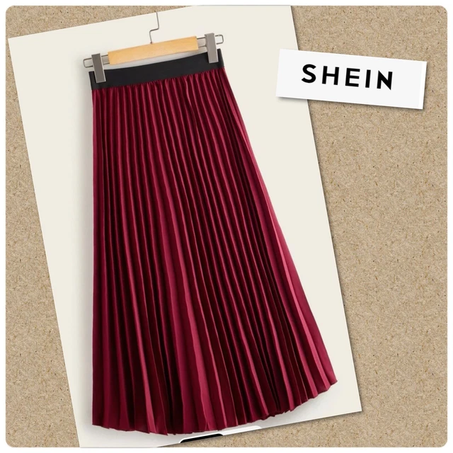 Shein Pleated Elastic Waist Midi Skirt