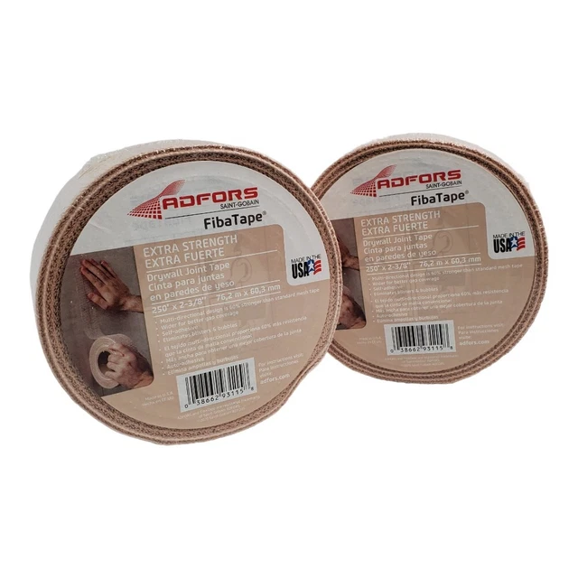 Lot of 2 - Saint Gobain FibaTape Drywall Tape Wrap Extra Strength 250Ft x 2-3/8"
