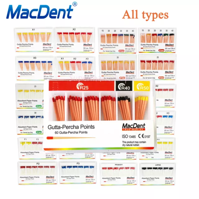 MacDent Dental Gutta Percha Points & Absorbent Paper Endo Endodontics Root Canal