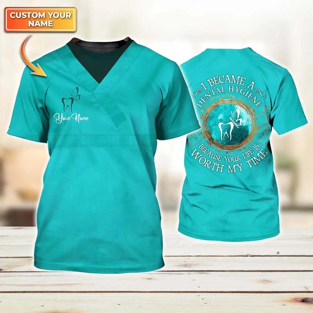Became A Dental Hygienist Personalized Name 3D Tshirt for women_7708