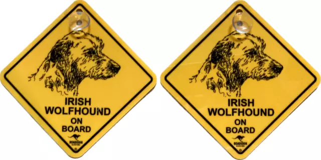 2 piezas 12 cm señal de tráfico + ventosa Irish Wolfhound señal de advertencia perro