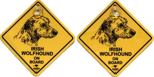 2 piezas 12 cm señal de tráfico + ventosa Irish Wolfhound señal de advertencia perro