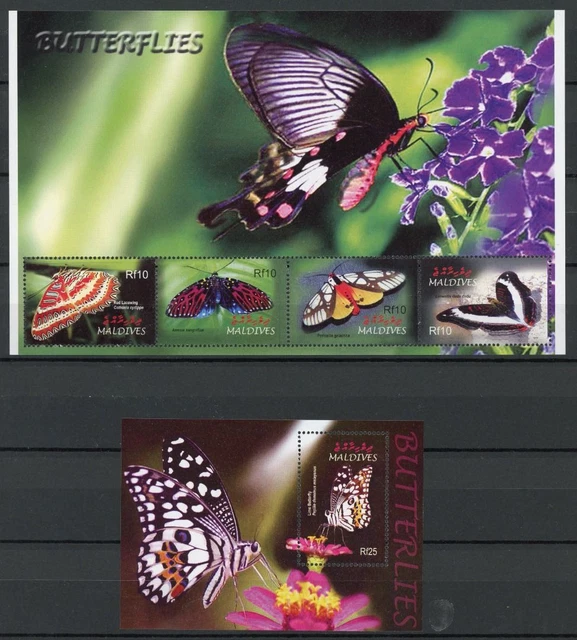 Malediven KB mit 4416-4419 + Bl. 582 postfrisch Schmetterling #HF404