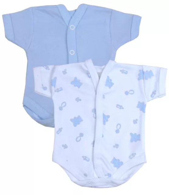 BabyPrem Premature Tiny Baby Boys Clothes Neonatal SCBU NICU Bodysuit Vests 2 Pk