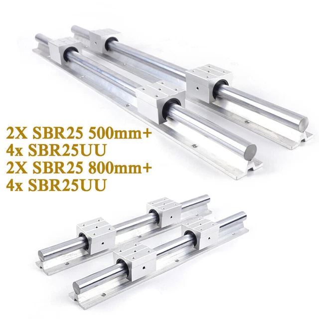 Guida Lineare SBR16 20mm - Set Completo Con 2 Guide E 4 Blocchi Scorrevoli Per CNC - Foto 8