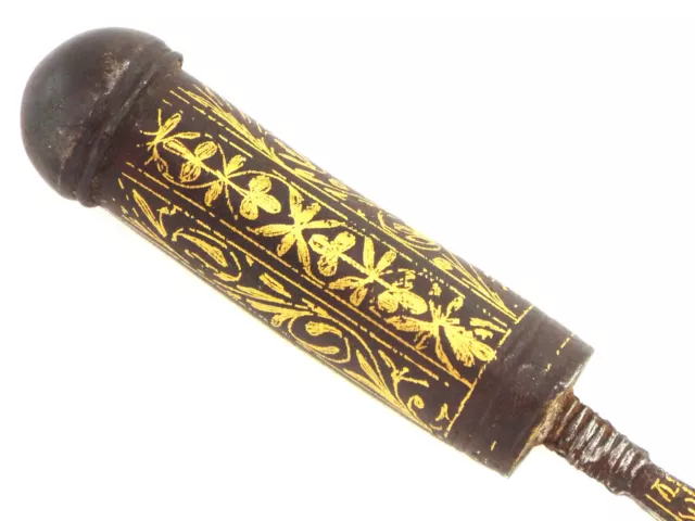 Antique Islamic Mughal Indian Dagger Stiletto Beautiful Gold Inlaid Decorations