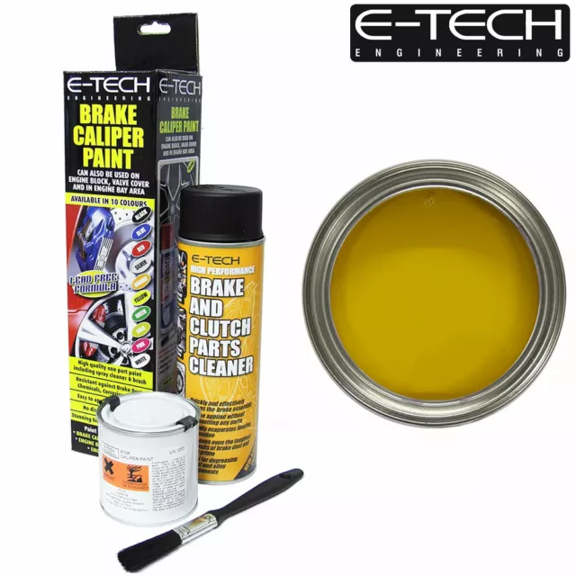 YELLOW E-Tech Brake Caliper Paint Kit Also For Drums Car ETECH Engine Bay