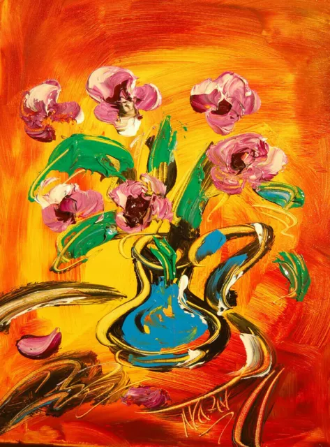 FLOWERS POPART PAINTING BY MARK KAZAV  Modern  Original Oil Abstract 34erth