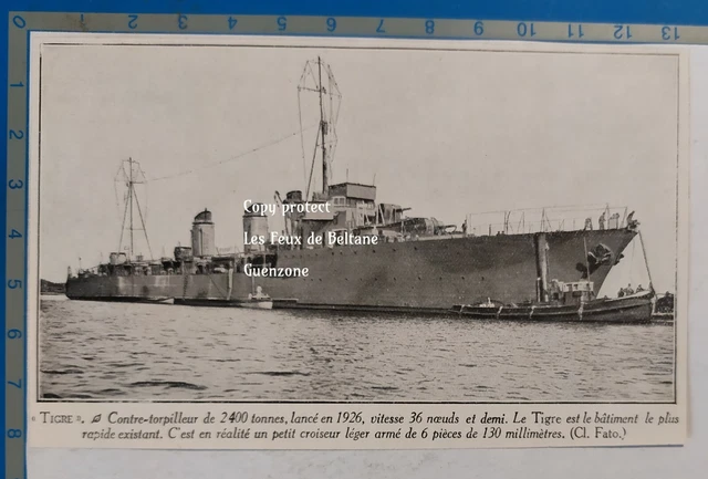 CONTRE TORPILLEUR LE TIGRE MARINE photo document clipping 1928 EUR 5,00
