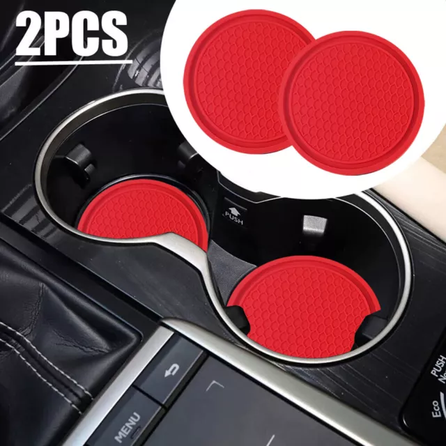Red Anti Slip Insert Coasters Pads Mats Cup Holder For Auto Interior Accessories