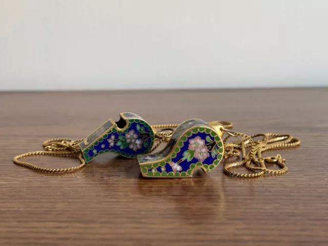 Antique Pair Chinese Cloisonné Bronze whistle