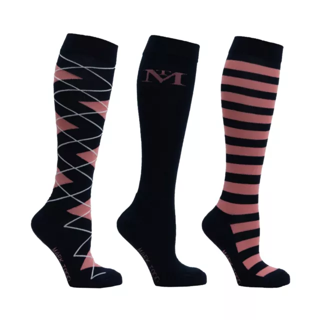 Mark Todd Socks Navy/Rose Pack of Three One Size