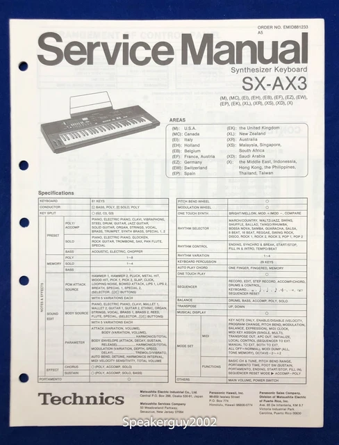 ORIGINAL TECHNICS PCM Keyboard Service Manual SX KN800 15.71