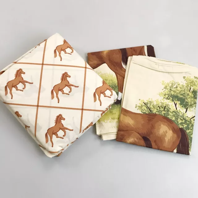 DOMESTICATIONS Kentucky Farms VTG Horse Bed Sheet Set NIP FULL Size Equestrian
