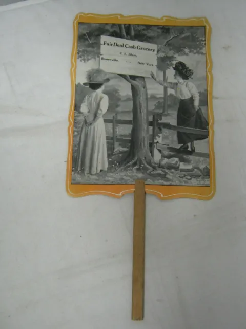 Vintage Advertising Hand Fan-Fair Deal Cash Grocery R.E. Silver-Brownville, NY