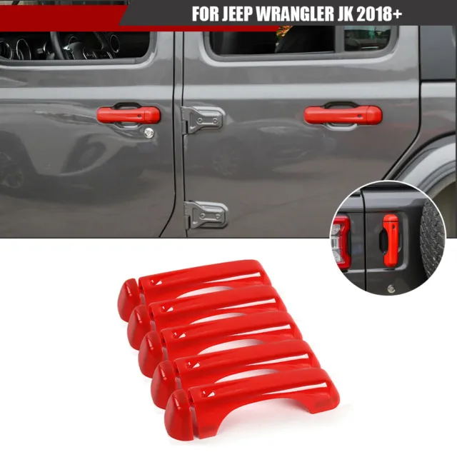 Red Door Tailgate Handles Cover Trim Bezels Frame For Jeep Wrangler JL 18+ 4Door