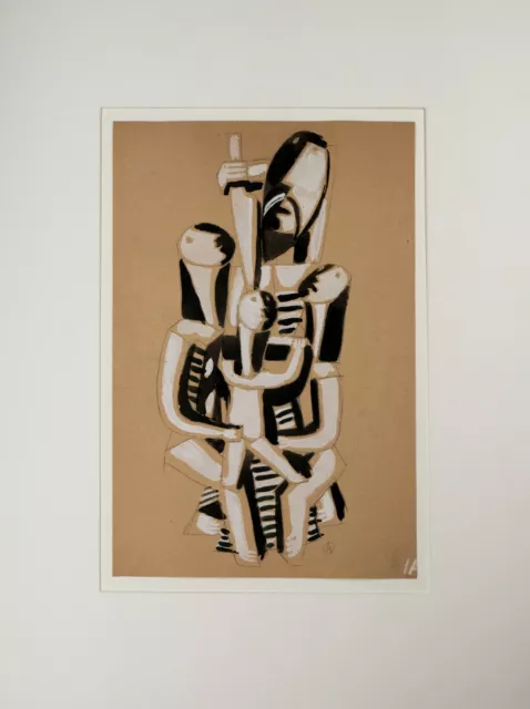 Prof. Adolf Odorfer, "Kubistische Figurengruppe" Gouache, Skulptur, Kubist, Exil 2