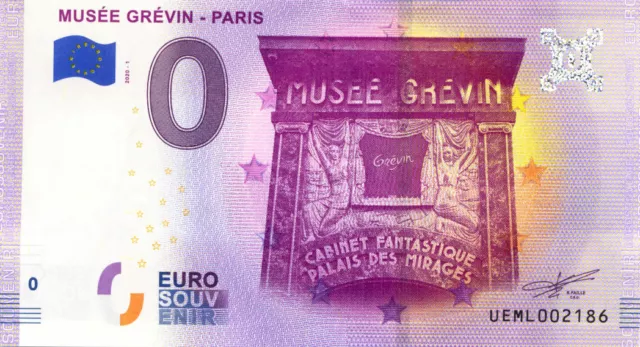 75009 Musée Grévin, 2020, Billet Euro Souvenir