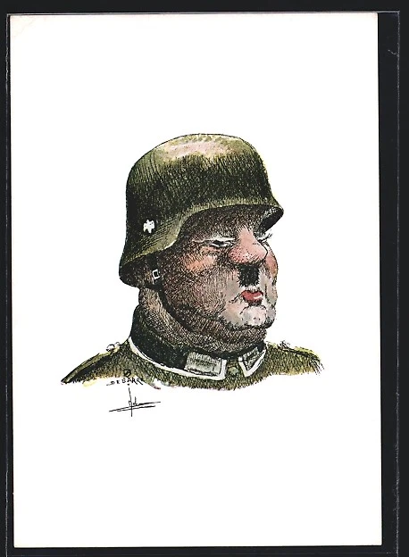 Künstler-AK sign. Debarre: Caricature of a Wehrmacht soldier Künstler-AK sign. Debarre: Caricature of a Wehrmacht soldier