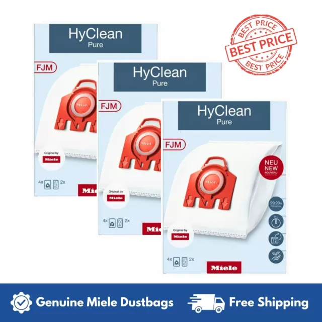 Genuine Miele Vacuum Bags FJM Hyclean Pure x 3 Boxes