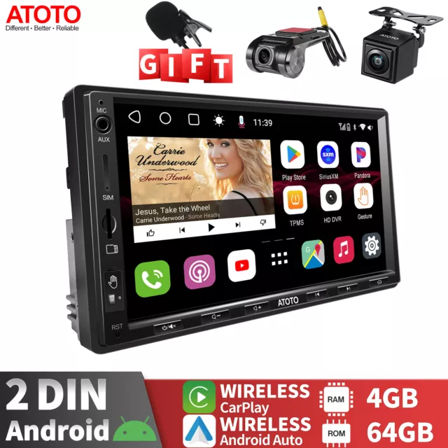 ATOTO 7inch QLED Touchscreen P8 Portable Car Stereo with 1080P Dual  Recording Cameras, Remote Control,Wireless Apple Carplay & Wireless Android  Auto,Built in Auto Dimmer,AUX/FM Output 