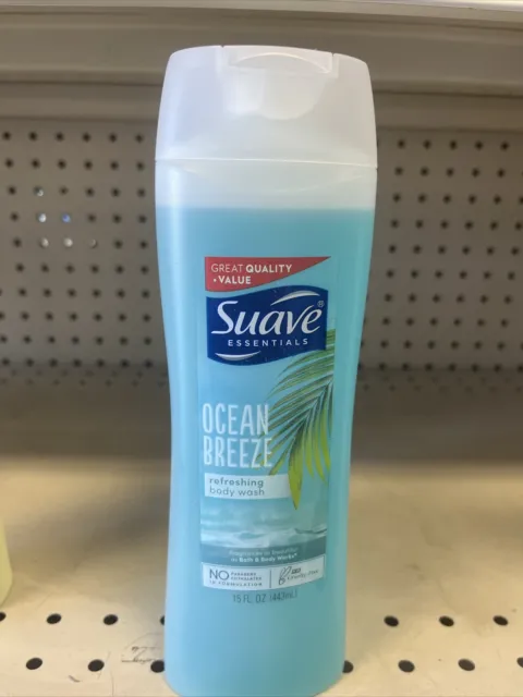 2x Suave Essentials OCEAN BREEZE aroma refrescante lavado corporal, 15 fl oz Ea