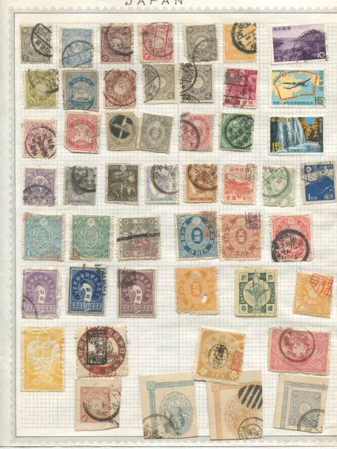 Collection of older stamps from Japan on album pages (221)