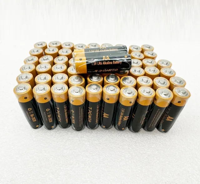 60pcs Tpower 1.5V AA Alkaline battery Nipple Top LR6 Alkaline Batteries non rech