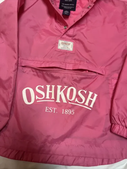 Oshkosh Youth 6/7 Rain Coat Windbreaker Girls Pink Rain Coat Jacket Packable