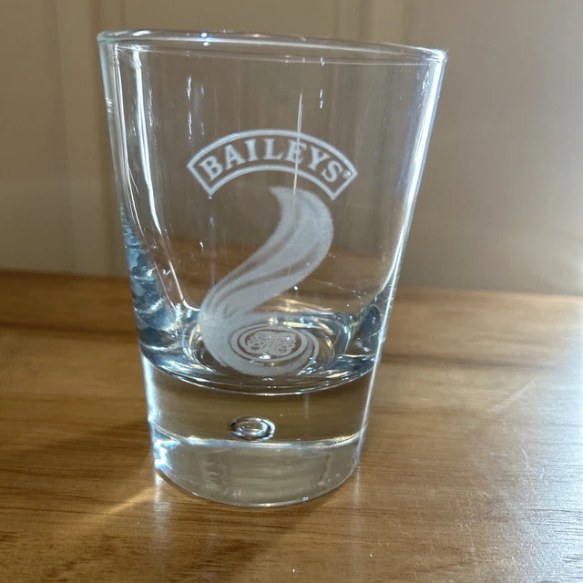Baileys Irish Cream Bubble Bottom Etched White Wave Logo Glass